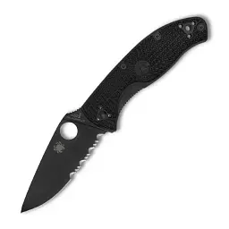 Ніж Spyderco Tenacious Black Blade Lightweight полусеррейтор (C122PSBBK)