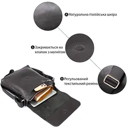 Сумка месенджер у гладкій шкурі Grande Pelle 11333 чорна - мініатюра 5