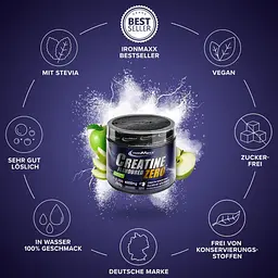 Креатин IronMaxx Creatine Flavoured Zero Зелене яблуко 250 г - мініатюра 3