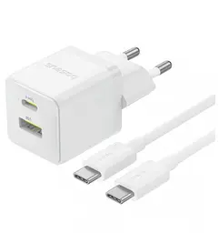 Швидке зарядне з кабелем Baseus Palm Fast Charger C+U 30 W + Cable Type-C to Type-C P1011160A213-01 Біле