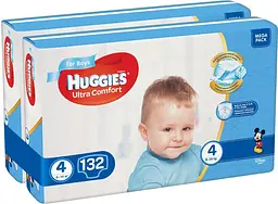 Набір підгузків для хлопчиків Huggies Ultra Comfort 4 (8-14 кг), 132 шт. (2 уп. по 66 шт.) - мініатюра 2