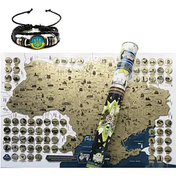 Скретч карта подорожей Україною My Map Ukraine та патріотичний плетений браслет