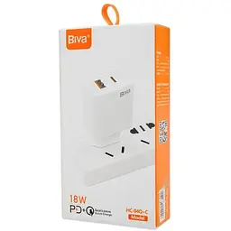 Зарядний пристрій Biva HC-04Q+C 18W USB+Type-C Charger White - мініатюра 2