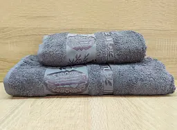 Набір турецьких бамбукових махрових рушників Zeron 50х90+70х140 Bamboo Agaс Desen сірий 2