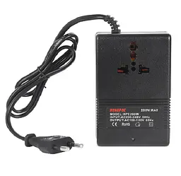 Перетворювач напруги трансформаторний 200W Input 220 V / Output 110V, + універсальна розетка