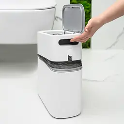 Відро для сміття МВМ My Home з кришкою вузьке 325x150x320 мм (BIN-22 12L WHITE/GRAY) - мініатюра 6