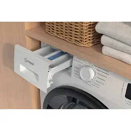 Пральна машина Indesit фронтальна, 6кг, 1200, A+++, 44.6см, дисплей, пара, інвертор, люк чорний, білий - мініатюра 6