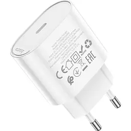 Мережевий зарядний пристрій Hoco C109A USB-C 20w White (6942007656658) [162329] - мініатюра 3
