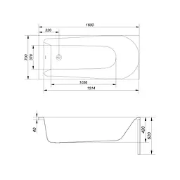 Ванна акрилова Cersanit Flavia 160x70 з ніжками S301-106 - мініатюра 3