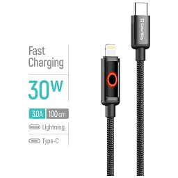 Дата кабель USB-C to Lightning 1.0m PD30W black ColorWay (CW-CBPDCL103-BK) - мініатюра 5