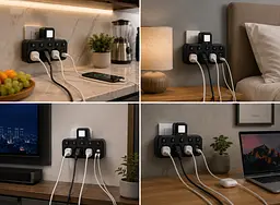 Мережевий фільтр з підсвічуванням 3 розетки, 2500 Вт (2хUSB + Type-C) / Мережевий трійник / Адаптер в розетку - мініатюра 4