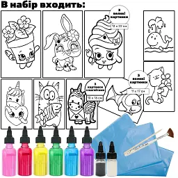 Дитячий набір для малювання піском 9 в 1 Alexes: картини з піску, кольоровий пісок, магніти - мініатюра 7