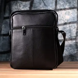 Зручна вертикальна сумка для чоловіків із натуральної шкіри Vintage s_15115 чорна - мініатюра 10