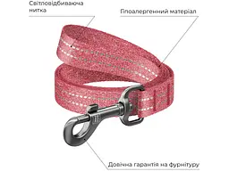 Повідець для собак WAUDOG Re-cotton світловідбивний S Ш 15 мм Д 500 см червоний (40133) - мініатюра 3