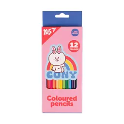 Олівці кольорові 12 кольорів Yes 290718 Line Friends рожевий