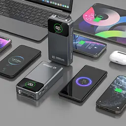 УМБ Dudao 20000mAh K31 Pro 45W PD,QC USB-A,USB-C In/Out,with built-in USB-C/Lightning cables Gray - мініатюра 6