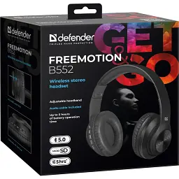 Гарнітура Defender FreeMotion B552 Bluetooth+35 мм Black - мініатюра 5
