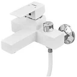 Змішувач для ванни Plamix Kubus-009 EURO SET White (з шлангом, лійкою та кронштейном) (PM0673)