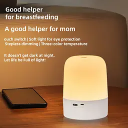 Led нічник лампа / Настільна USB лампа-нічник 360°/ Сенсорна / Акумуляторна / Декоративна / White - мініатюра 3