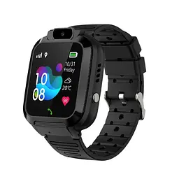 Дитячий смарт годинник з sim картою та GPS трекером Lemfo Q14, наручний годинник для дітей з прослушкою, подвійною камерою, кнопкою SOS та акумулятором 1000 мАг До 5 днів роботи Чорний