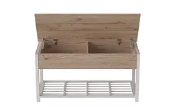 Банкетка з ящиком Ferrum-decor Дрейк 1 550x1000x400 метал Білий ДСП Дуб Сан-Марино16 мм (FRD-103053)