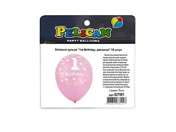 Кульки PELICAN 12 (30 см) 1st Birthday (10шт/уп) 5-стор. дівчинка - мініатюра 2