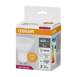 Лампочка Osram LED VALUE, PAR16, 5W, 4000K GU10 (4058075689541) - мініатюра 2