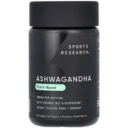 Ашваганда Sport Research Ashwagandha 500 мг 60 веганських м'яких капсул