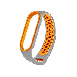 Силіконовий ремінець для фітнес браслета XiaomiXiaomi Smart Band 5 6 7 Grey Orange Sport Сірий Помаранчевий Спортивний