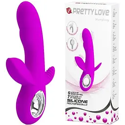 Вібратор з кліторальним і анальним стимуляторами Pretty Love-Humphray, BI-014603, Фіолетовий - мініатюра 2