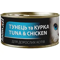 Вологий корм для котів AnimAll Cat Wet із тунцем та куркою 85 г