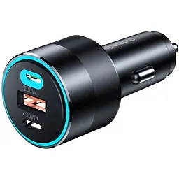 Зарядний пристрій Choetech car 2хUSB-C+USB-A 130W QC3.0/PD/PPS black (TC0011-BK)