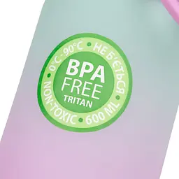 Пляшка для води Yes Glamour soft touch, 600 мл, рожева з бірюзовим (707959) - мініатюра 3