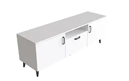 Тумба Лестер на конусних ніжках Ferrum-decor 48x139x38 Чорний метал ДСП Білий 16 мм (FRD-106807)
