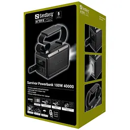 УМБ Sandberg 40000mAh,Survivor 100W, 2xUSB-С, USB-A, LED фонарь, PowerThru, черный (421-14)