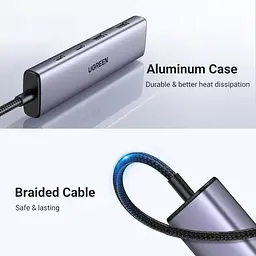 Концентратор Ugreen USB-C to 2xUSB 3.0 + 2xUSB-C CM473 gray (15395) - мініатюра 3