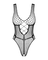 Бодістокінг із великої сітки з доступом Obsessive B117 teddy S/M/L, чорний