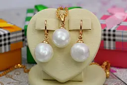 Набір Xuping Jewelry сережки підвіски і кулон з перлами 12 мм золотистий