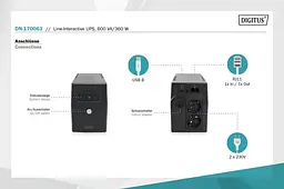 Джерело безперебійного живлення Assmann UPS LINE-INTERACTIVE 600VA 360W DN-170063 Black - мініатюра 4