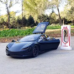 Колекційна металева модель автомобіля АвтоЕксперт Tesla Roadster із зарядною станцією, інерцією, світлом та звуком 1:24 - мініатюра 8