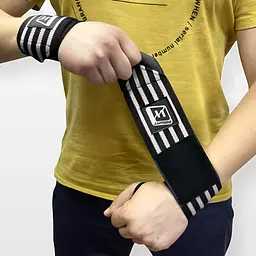 Кистьові бинти EasyFit 50х8 см фіксатор на зап'ястя (чорно-білі) - мініатюра 6