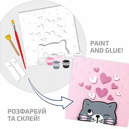 Картина 3D, Кошеня , МДФ ґрунтоване, 18х18см, ROSA TALENT - мініатюра 3