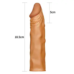 Реалістична подовжуюча насадка Lovetoy Pleasure X-Tender Penis Sleeve Brown Add 2, +5 см (коричневий) - мініатюра 5