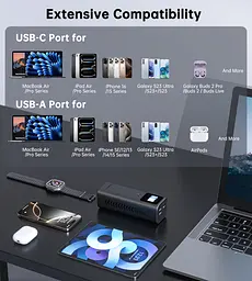 УМБ Choetech 27000mAh 140W PD5.0,QC3.0, USB-A, 2xUSB-C In/Out, TFT Display, black - мініатюра 5