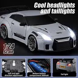 Машинка для дрифта на радіокеруванні Nissan GT-R S815 1:24 4WD з LED-підсвіткою (Сірий) - мініатюра 6