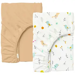 Набір простирадло на резинці Cosas Sandy Songbirds 90х200х20 см (Set_06WarmSand_MintSongbirds_90x200_2)
