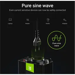 Перетворювач напруги інвертор Green Cell 12V на 230V 1000W/2000W чиста синусоїда - мініатюра 4