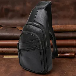 Стильна шкіряна чоловіча сумка через плече Vintage 20672 чорна - мініатюра 1