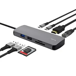 Адаптер Trust Dalyx 8in1 USB-C> 1xUSB-А 3.2/USB-A 2.0/2xUSB-С/HDMI/Ehernet/SD/microSD, Алюміній, 0. teh0018493 - мініатюра 2