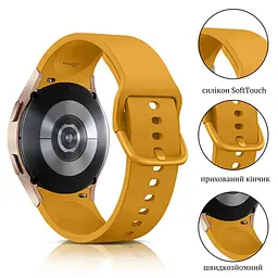 Ремінець силіконовий BeWatch Samsung Galaxy Watch 4/5/Pro SoftTouch Жовтий (0139307) - мініатюра 4